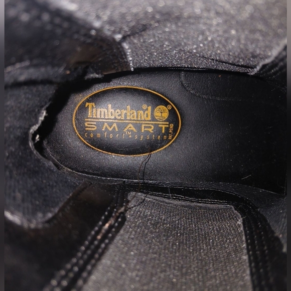 Timberland Black Leather Combat Boots Women's Black Lug Sole Booties Size 7 - Picture 9 of 13